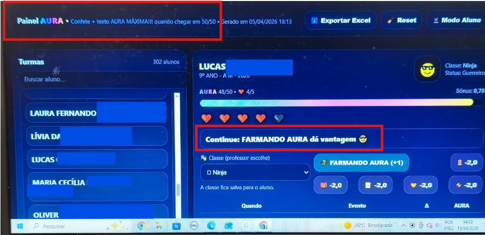 ‘Farmou’: professora cria sistema digital de aura para estimular alunos e evitar bagunça